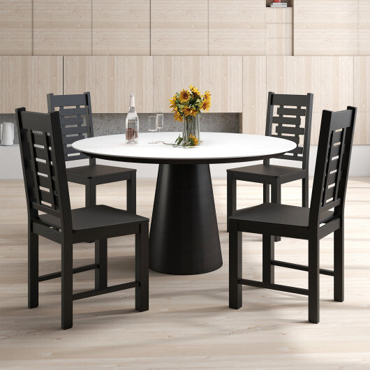 Wooden Dining Chair Set of 2 Solid Rubber Wood Kitchen Chairs-White W2B