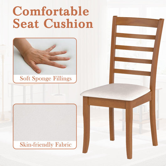 Wooden Dining Chair Set of 2 Modern Upholstered Kitchen Chair-Beige W2B
