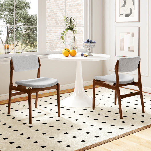 Modern Padded Dining Chairs with Rubber Wood Legs Set of 2-Brown W2B