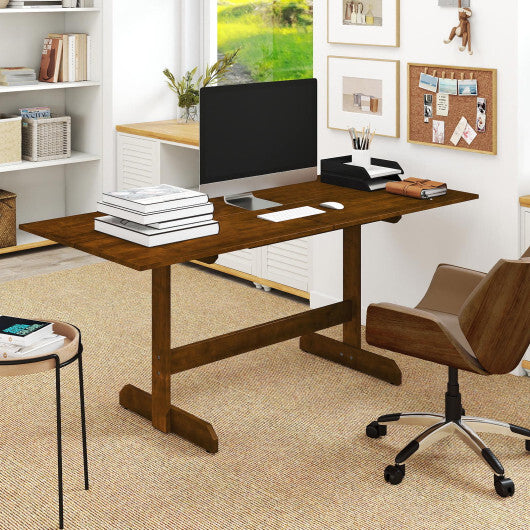 71 Inch Farmhouse Dining Table Wooden Kitchen Table for 6-8 with Rubber Wood Legs-Walnut