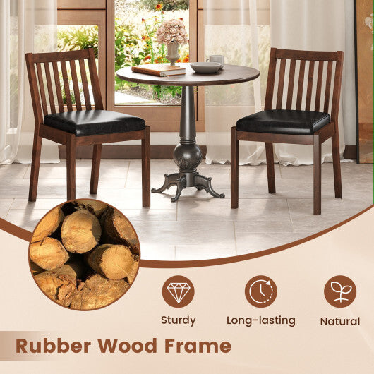 PU Leather Upholstered Dining Chair with Padded Seat Set of 2-Espresso W2B