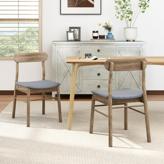 Fabric Upholstered Kitchen Armless Dining Chairs with Rubber Wood Frame Set of 2-Oak W2B