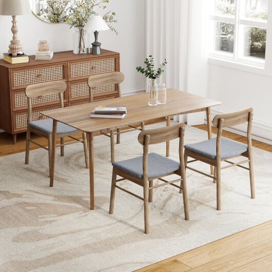 Fabric Upholstered Kitchen Armless Dining Chairs with Rubber Wood Frame Set of 2-Oak W2B