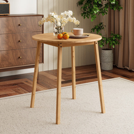 27.5 Inch Round Bamboo Dining Table for 2-4 Person-Natural W2B