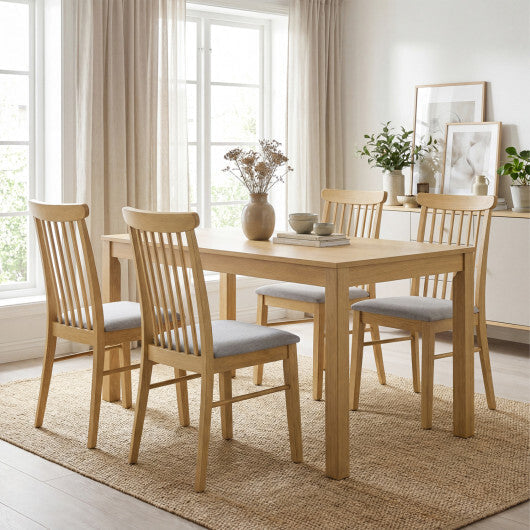 Dining Chairs Set of 2 Fabric Upholstered Kitchen Armless Chairs with Rubber Wood Frame-Natural W2B