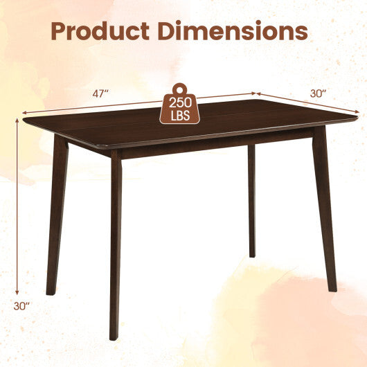 Rectangle Dining Table for 4-6 People 47" Kitchen Table-Walnut W2B