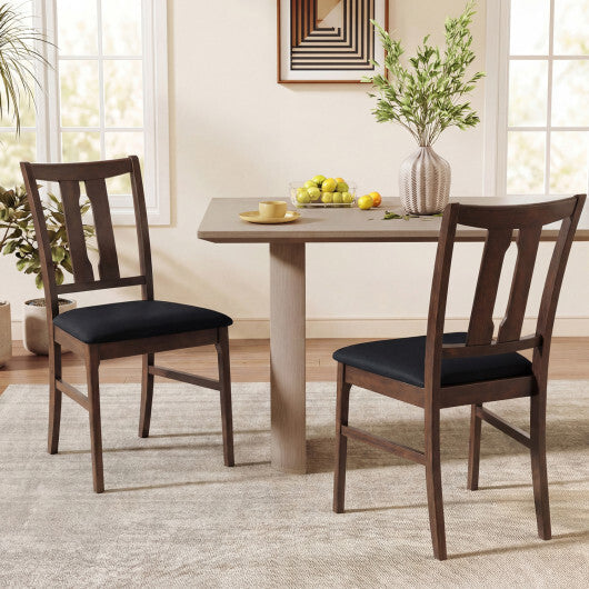 Set of 2 Wooden Upholstered Dining Chairs with High Curved Back-Walnut W2B