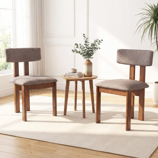 Upholstered Rubber Wood Dining Chairs Set of 2 with Curved Backrest-Walnut W2B
