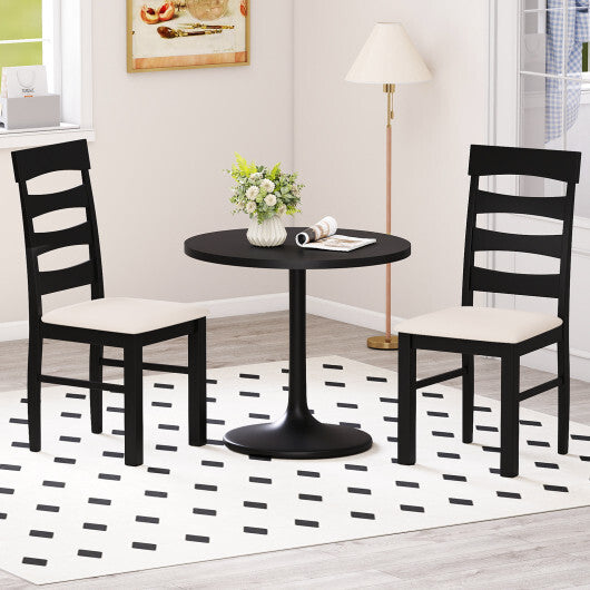 High Back Dining Room Chairs Set of 2 with Padded Seat-Black W2B