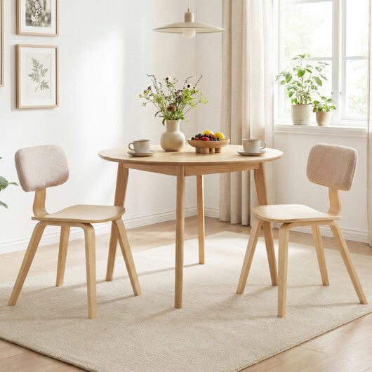 Set of 2 Rubber Wood Dining Room Chairs with Teddy Velvet Padded Backrest-Walnut W2B
