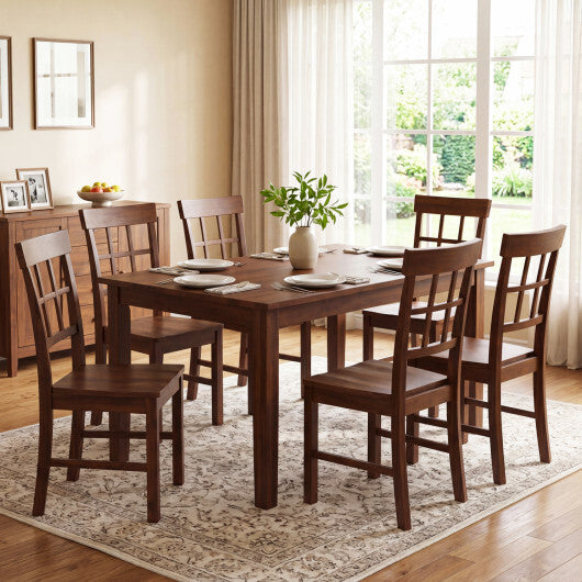 Rubber Wood Dining Chairs Set of 2 with High Backrests-Brown W2B