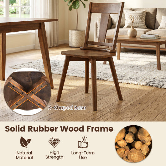 Dining Chairs Set of 2 with Solid Wood Backrest for Kitchen Dining Room-Walnut W2B