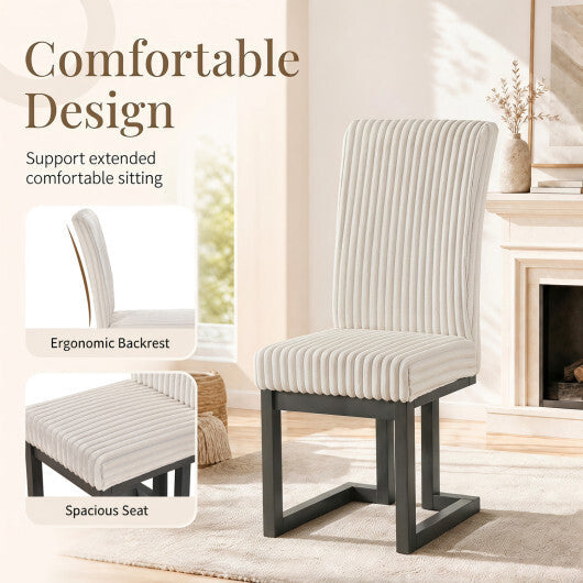 Upholstered Dining Chairs Set of 2 with Rubber Wood Legs and Padded Seat for Dining Room-White W2B