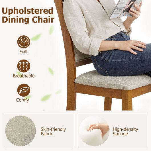 Dining Chairs Set of 2 Dining Room Chairs with Rubber Wood Frame-Brown W2B