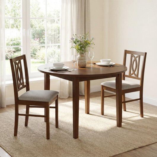 Dining Chairs Set of 2 Rubber Wood Dining Room Chairs with Hollowed Backrest-Walnut W2B