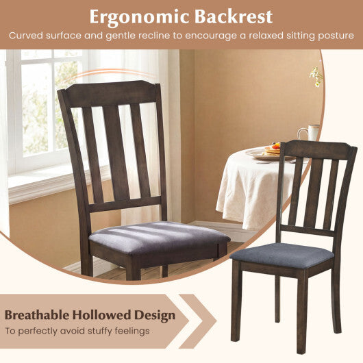 Set of 2 Rubber Wood Dining Room Chairs with Comfortable Backrest-Brown W2B