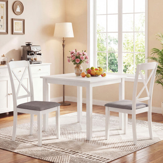 Dining Chairs Set of 2 Rubber Wood Dining Room Chairs with Comfortable Backrest and Padded Seat-White W2B
