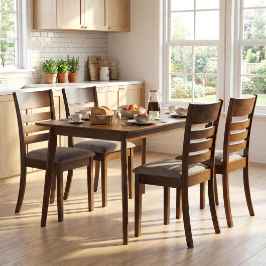 Wooden Dining Chairs Set of 2 Upholstered Kitchen Chairs with Rubber Wood Frame-Black W2B
