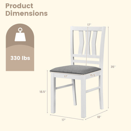 Set of 2 Linen Style Upholstered Kitchen Chairs with Wood Frames-White W2B
