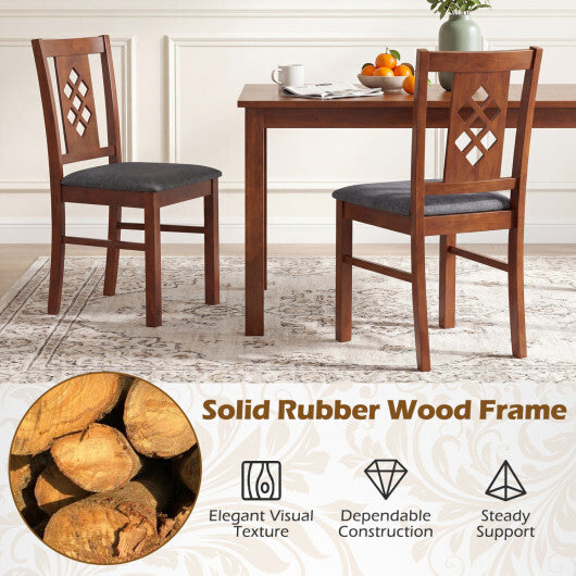 Linen Style Upholstered Kitchen Chairs with Wood Frames Set of 2-Cherry W2B