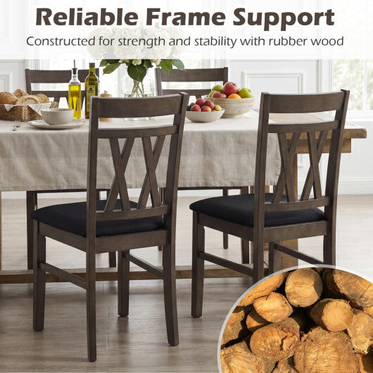 Set of 2 Modern Linen Style Upholstered Kitchen Chairs-Gray W2B