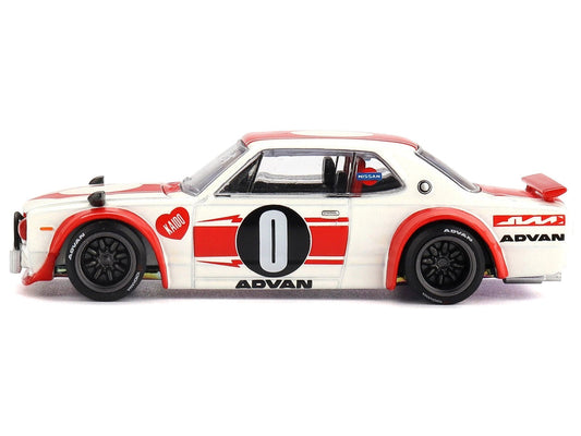 Nissan Skyline 2000GT-R (KPGC10) "Kaido Works V2" RHD (Right Hand Drive) White with Red Stripes (Designed by Jun Imai) "Kaido House" Special 1/64 Diecast Model Car by Mini GT Mini GT
