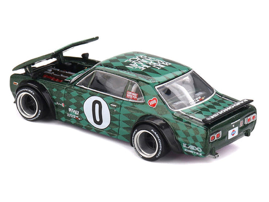 Nissan Skyline 2000GT-R (KPGC10) RHD (Right Hand Drive) #0 "Cortez V1" Green with Graphics (Designed by Jun Imai) "Kaido House" Special 1/64 Diecast Model Car by Mini GT Mini GT