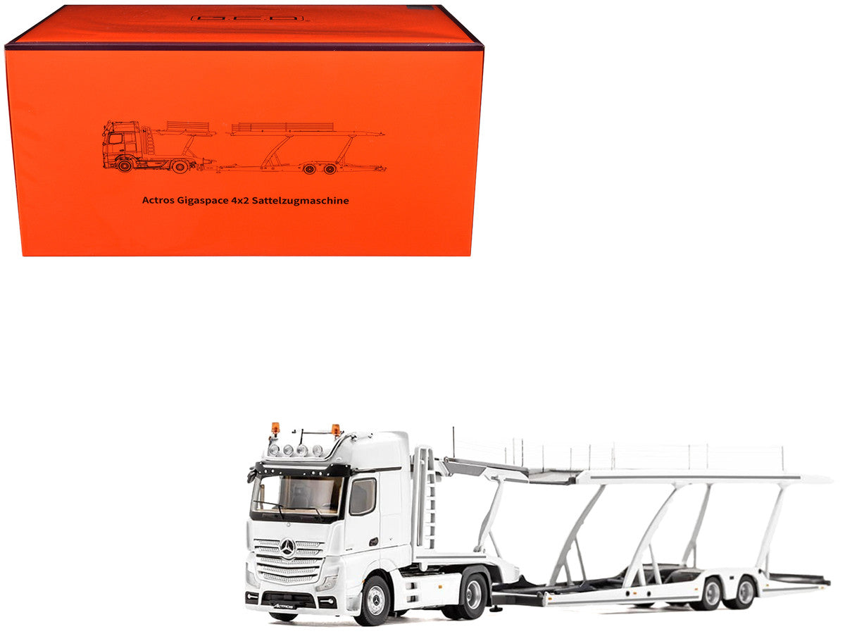 Mercedes-Benz Actros Auto Transporter White 1/64 Diecast Model by GCD GCD