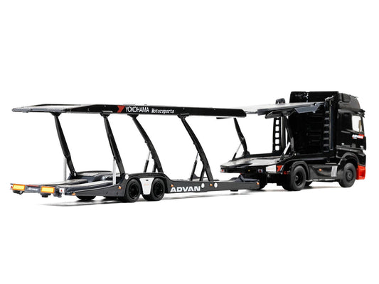 Mercedes-Benz Actros Gigaspace Auto Transporter "ADVAN Yokohama" Black 1/64 Diecast Model by GCD GCD