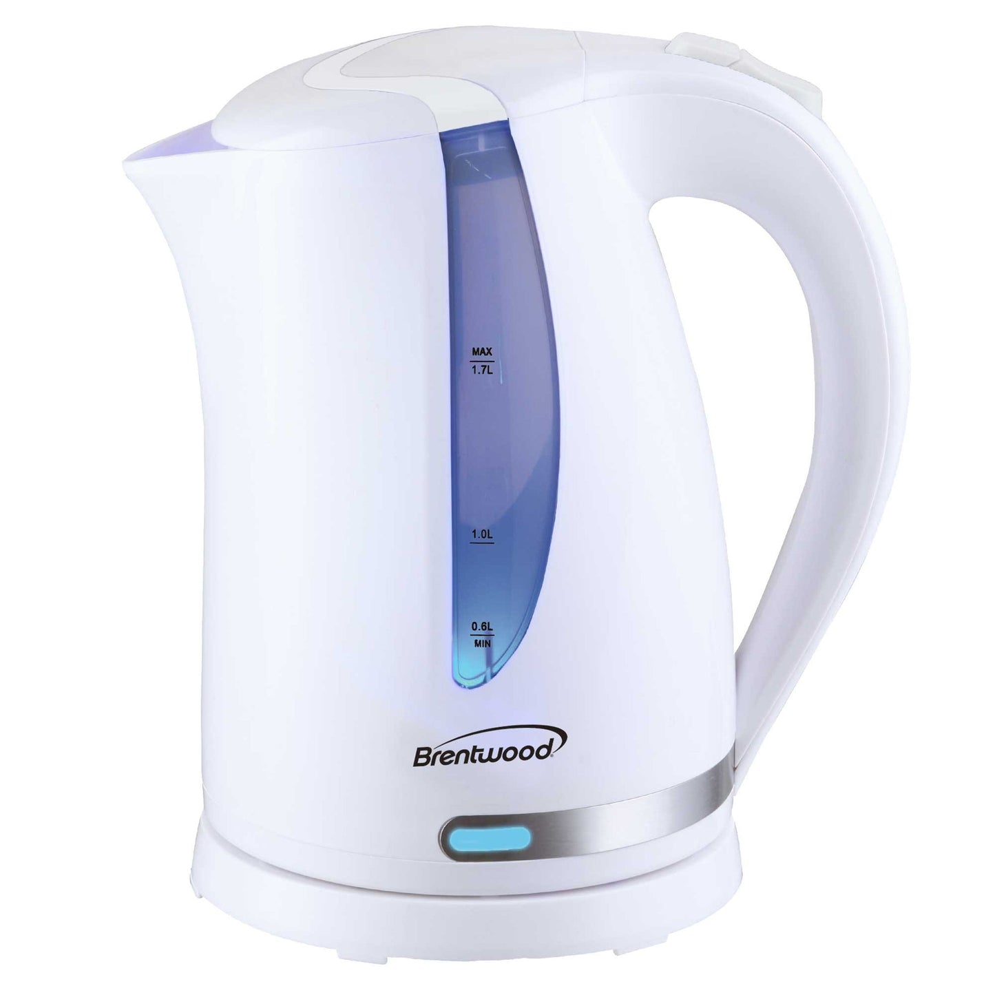 Brentwood 1.7L 1100W 360 Cordless Electric Kettle in White with Concealed Stainless Steel Heating Element W2B