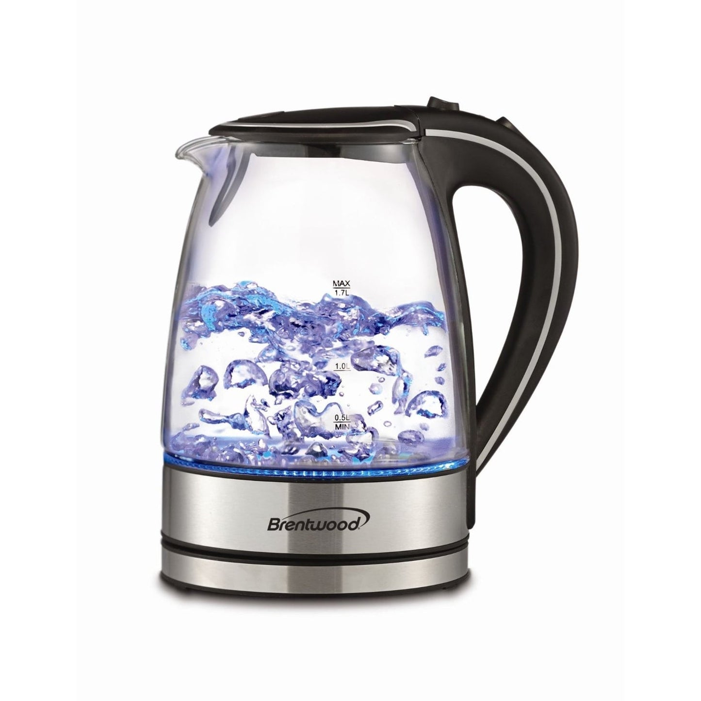 Brentwood 1.7L Tempered Glass Tea Kettle in Black W2B