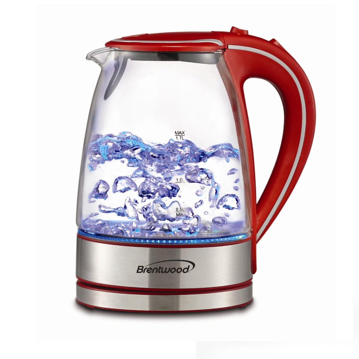 Brentwood Tempered Glass Tea Kettles, 1.7-Liter, Red W2B