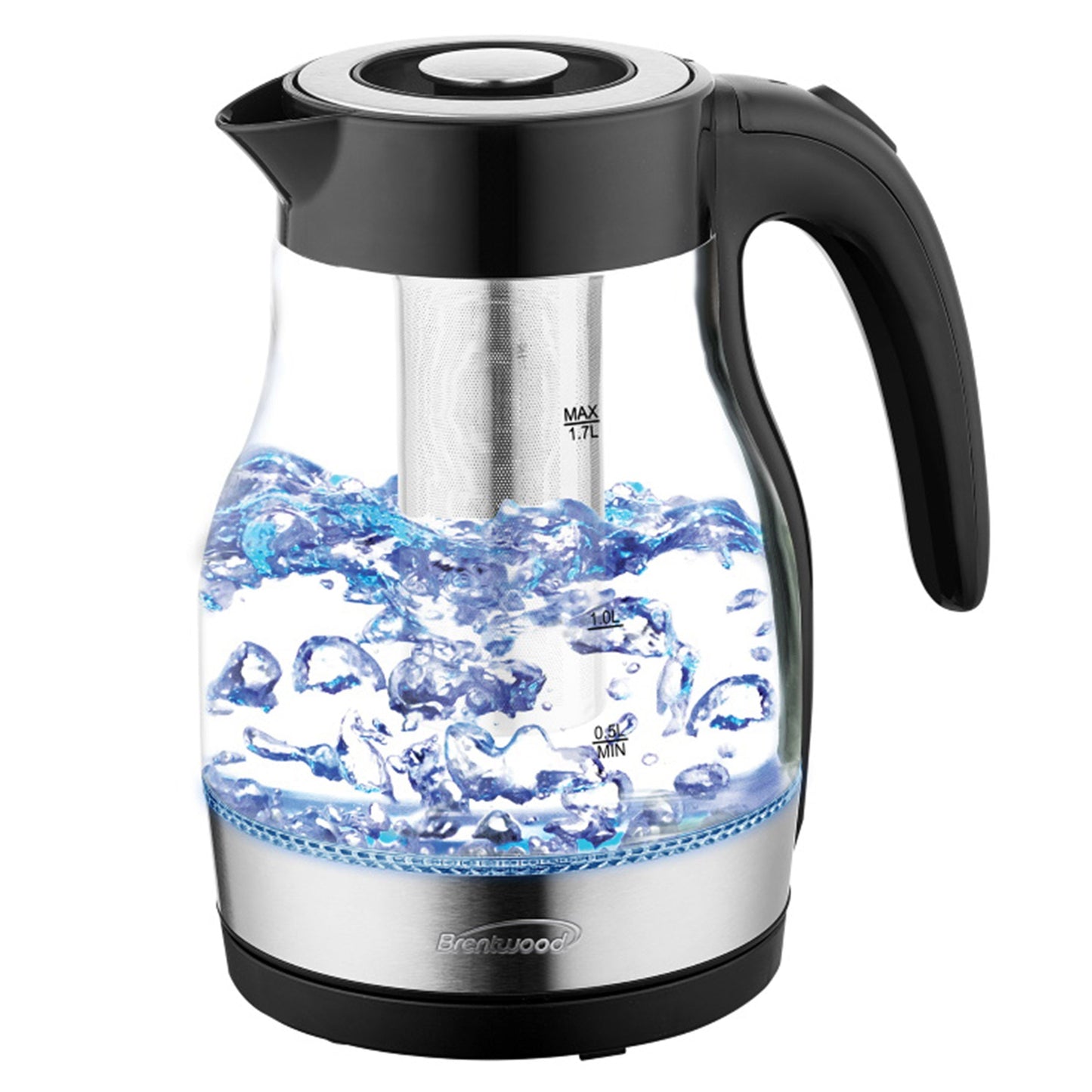 Brentwood Glass 1.7 Liter Electric Kettle with Tea Infuser in Black W2B