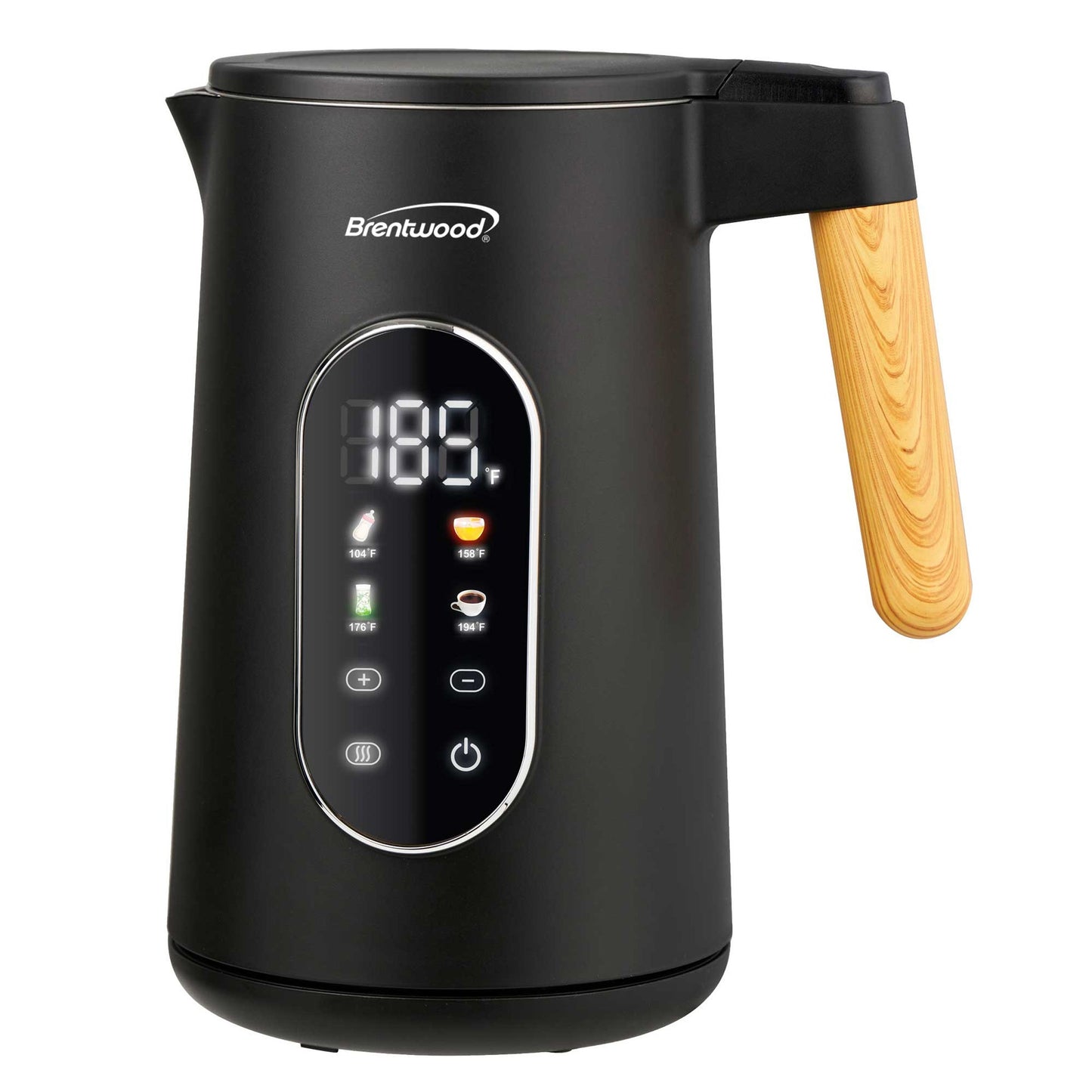 Brentwood 1.7L 1100W Cordless Cool Touch Digital Electric Kettle in Black with Temperature Control W2B
