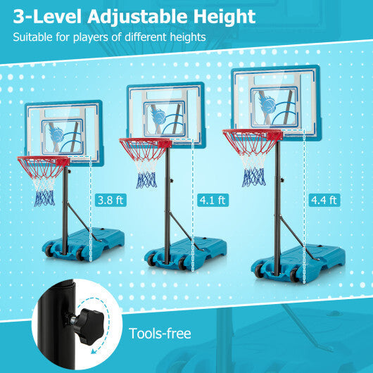 Kids Basketball Hoop Adjustable 3.8 FT Indoor Outdoor with Wheels W2B