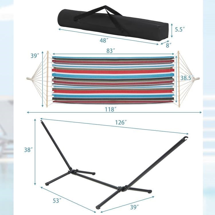 Portable Poly-Cotton Hammock with Stand and Carrying Case FastFurnishings