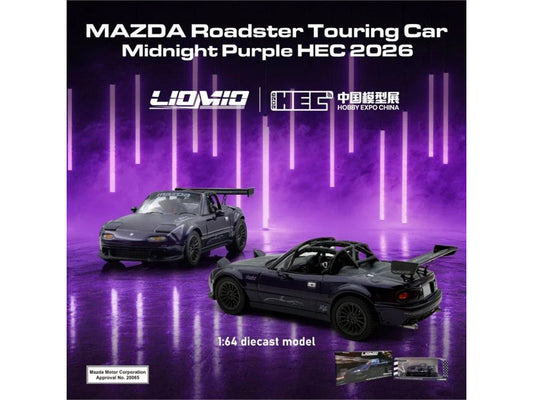 Mazda Roadster Touring Car RHD (Right Hand Drive) Midnight Purple Metallic "Hobby Expo China 2026 Event Edition" 1/64 Diecast Model Car by Liomio Liomio