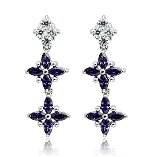 LO2324 - Rhodium Brass Jewelry Sets with AAA Grade CZ in Amethyst-1