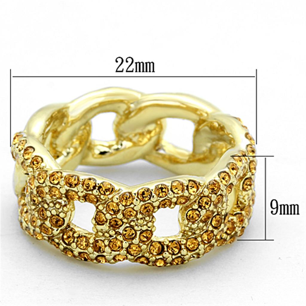 LO3216 - Gold Brass Ring with Top Grade Crystal in Smoked Quartz Alamode