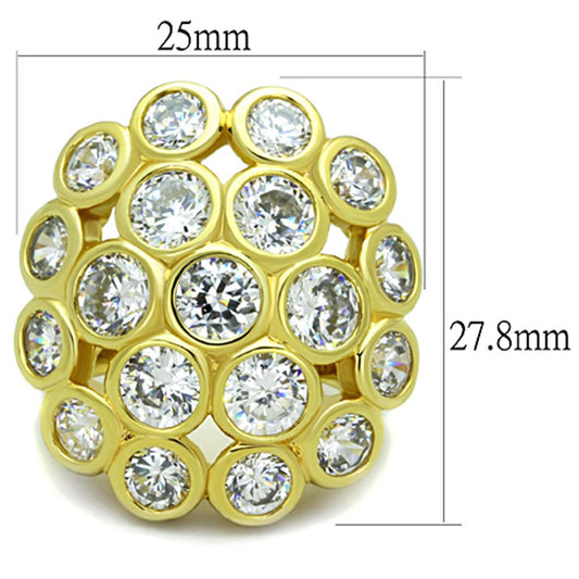 LO3250 - Gold Brass Ring with AAA Grade CZ in Clear-1