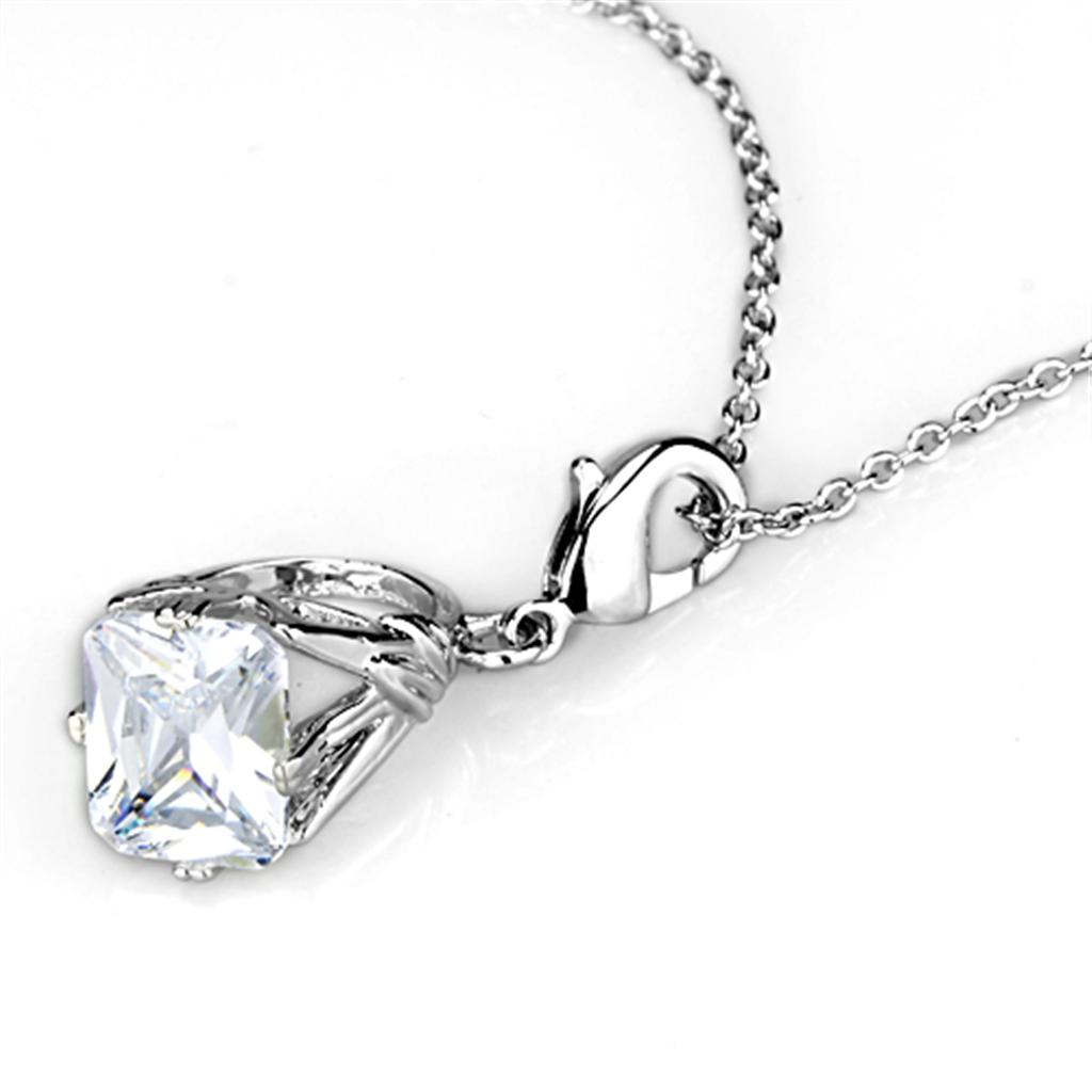 LO3491 - Rhodium Brass Pendant with AAA Grade CZ in Clear-2