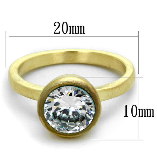 LO3538 - Gold & Brush Brass Ring with AAA Grade CZ in Clear-1