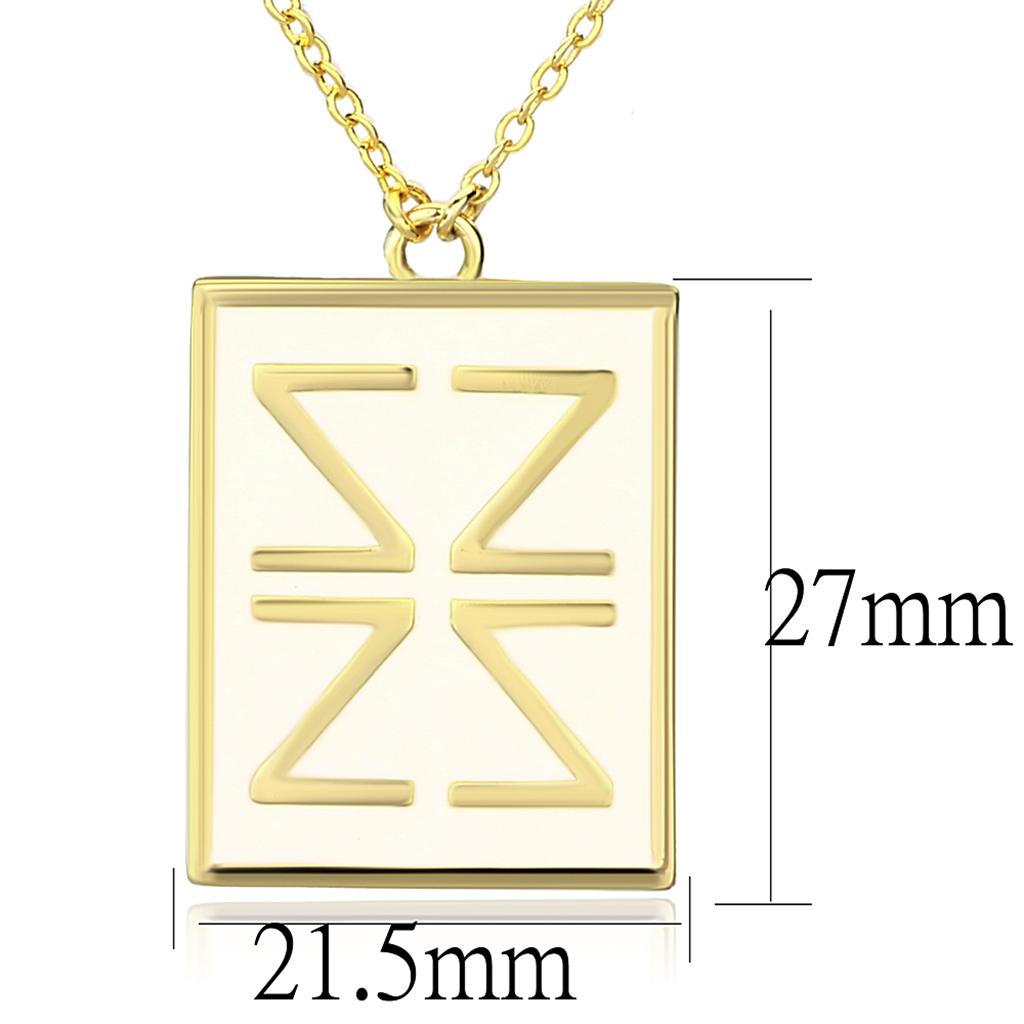LO3684 - Gold Brass Chain Pendant with Epoxy in White-1