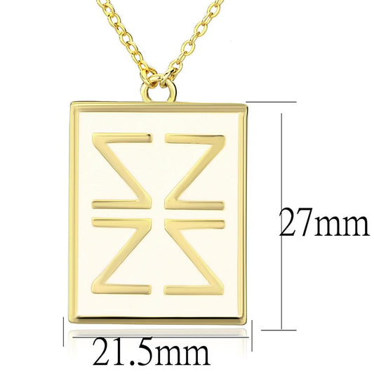 LO3684 - Gold Brass Chain Pendant with Epoxy in White-1