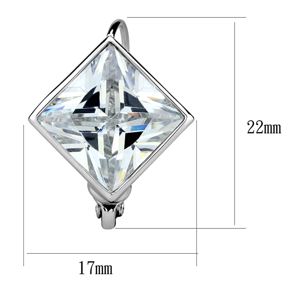 LO3868 - Rhodium Brass Earrings with AAA Grade CZ in Clear-1