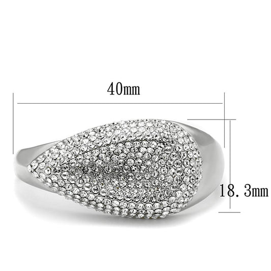LO3913 - Rhodium Brass Ring with Top Grade Crystal in Clear-1