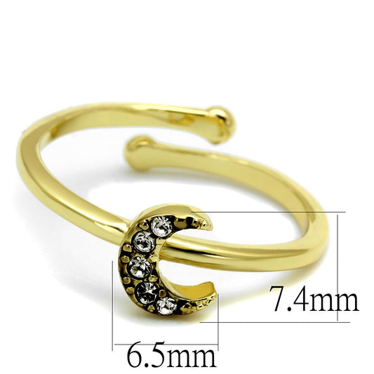 LO4046 - Flash Gold Brass Ring with Top Grade Crystal in Clear-1