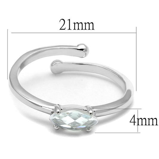 LO4070 - Rhodium Brass Ring with AAA Grade CZ in Clear-1
