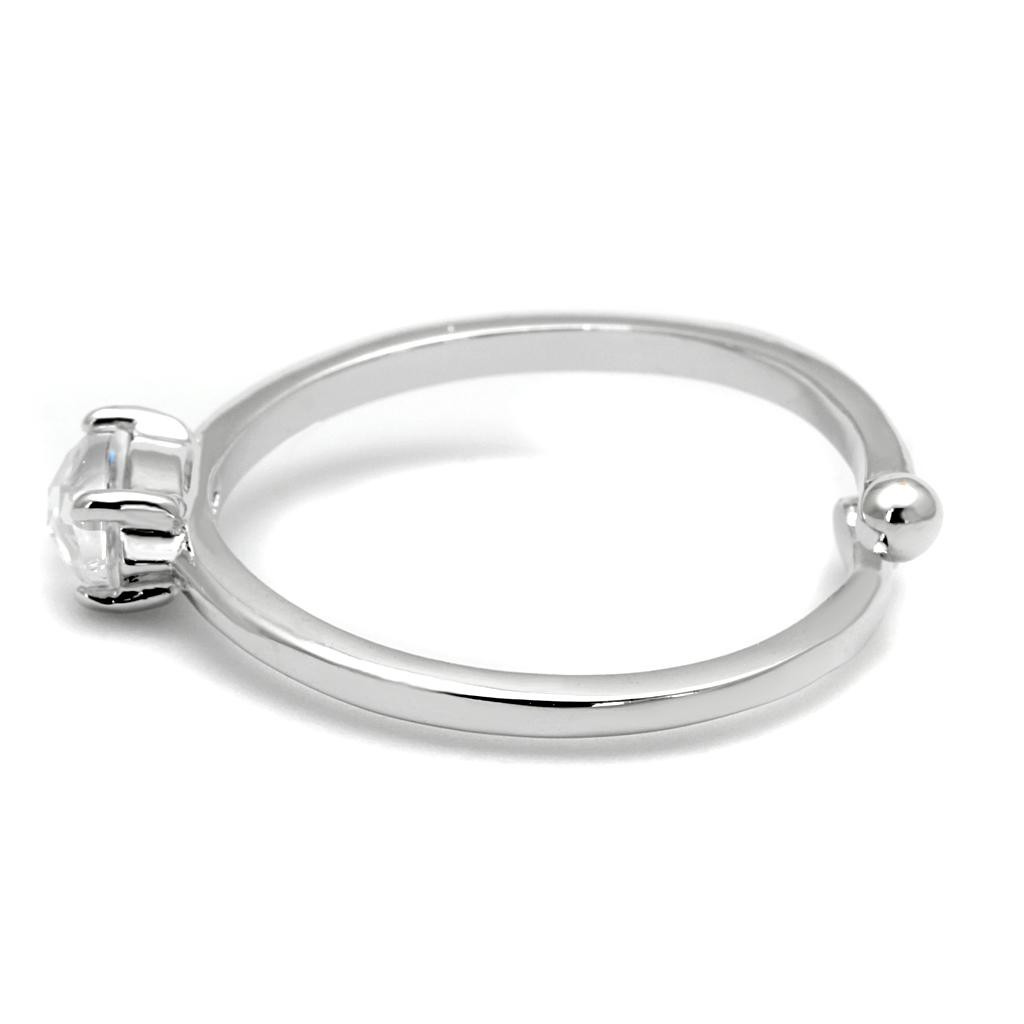 LO4070 - Rhodium Brass Ring with AAA Grade CZ in Clear-2