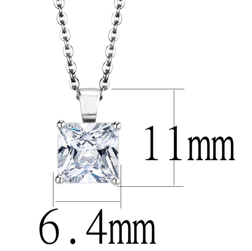 LO4173 - Rhodium Brass Chain Pendant with AAA Grade CZ in Clear-1